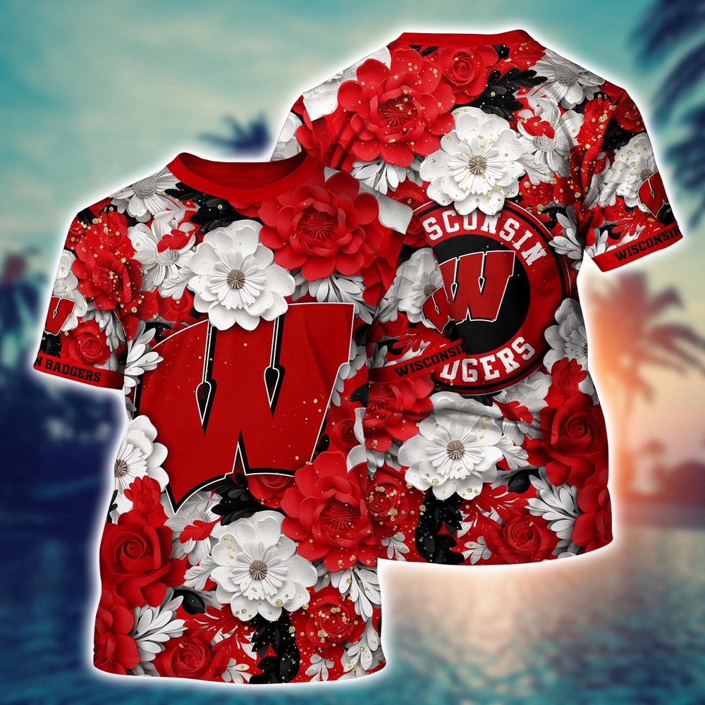 NCAA Wisconsin Badgers 3D T-Shirt Sleek Urban Bliss For Sports Fans NCAA Wisconsin Badgers 3D T-Shirt Sleek Urban Bliss For Sports Fans