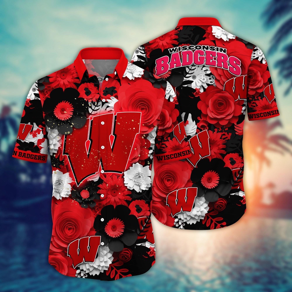 NCAA Wisconsin Badgers Hawaiian Shirt Breeze Through Triumph For Fans NCAA Wisconsin Badgers Hawaiian Shirt Breeze Through Triumph For Fans