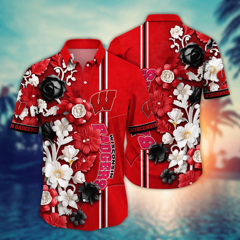 NCAA Wisconsin Badgers Hawaiian Shirt Fusion Delight For Sports Fans NCAA Wisconsin Badgers Hawaiian Shirt Fusion Delight For Sports Fans
