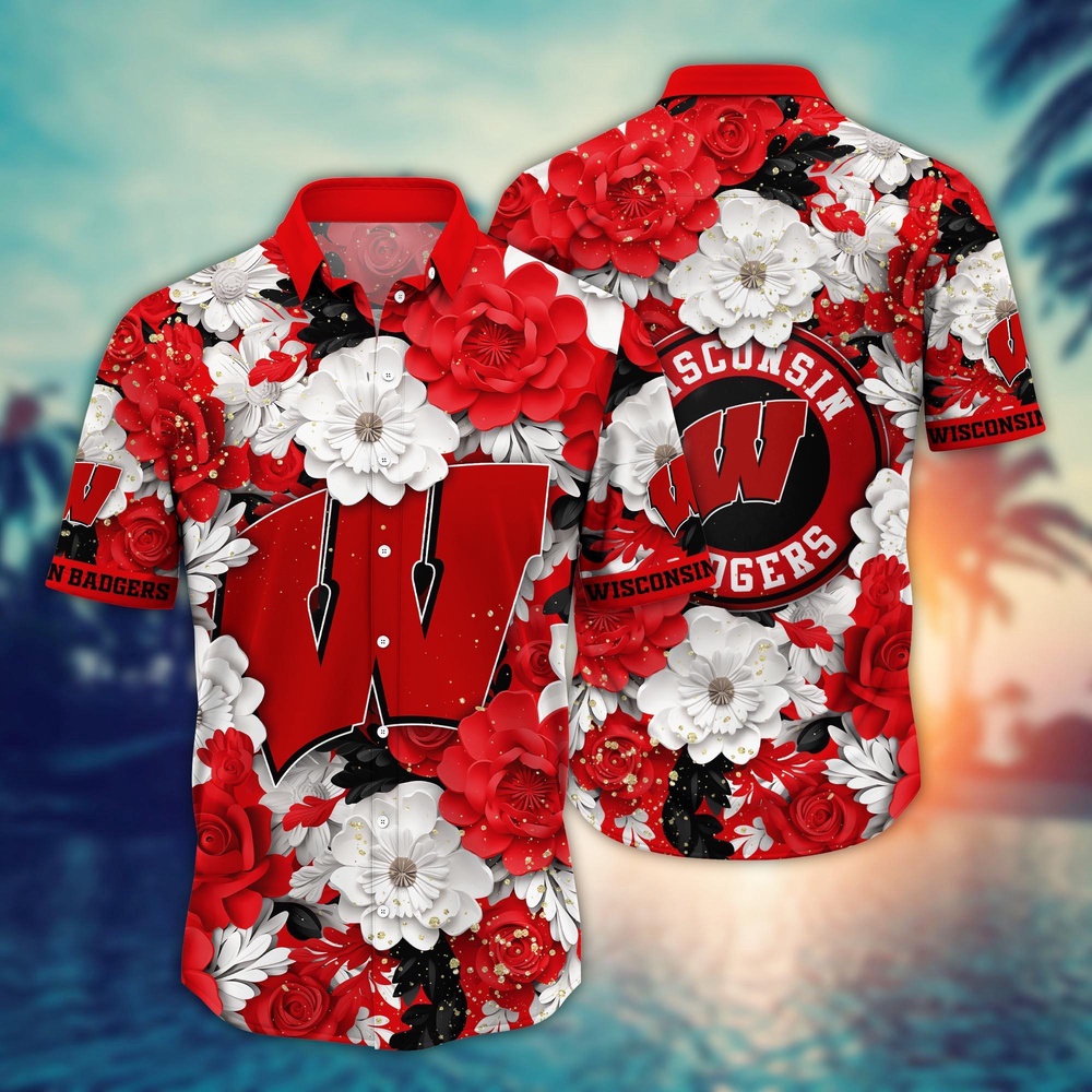 NCAA Wisconsin Badgers Hawaiian Shirt Spectacular Aloha Symphony For Fans NCAA Wisconsin Badgers Hawaiian Shirt Spectacular Aloha Symphony For Fans