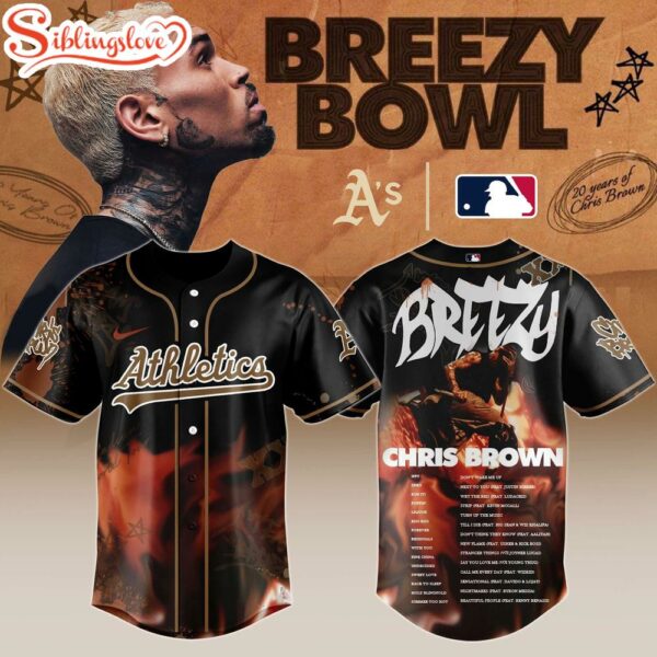 A T H L E T I C S Chris Brown Breezy Bowl Xx Stadium World Tour 2025 Baseball Jersey Shirt