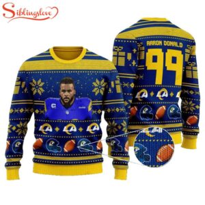 Aaron Donald 99 Los Angeles Rams Ugly Christmas Sweater