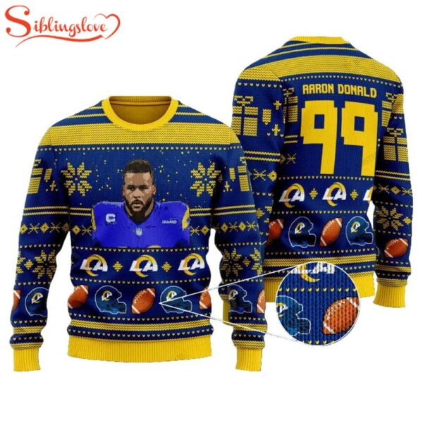 Aaron Donald 99 Los Angeles Rams Ugly Christmas Sweater