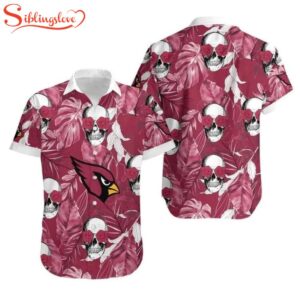 Arizona Cardinals Coconut Leaves And Skulls Hawaiian Shirt For Fans