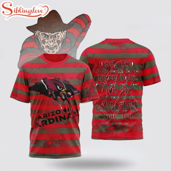 Arizona Cardinals NFL Freddy Krueger All Over Print T-Shirt
