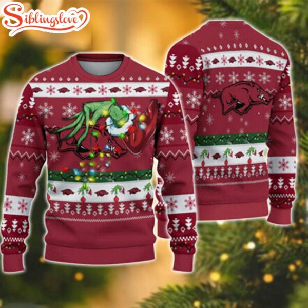 Arkansas Razorbacks NCAA Grinch Stole Ugly Christmas Sweater