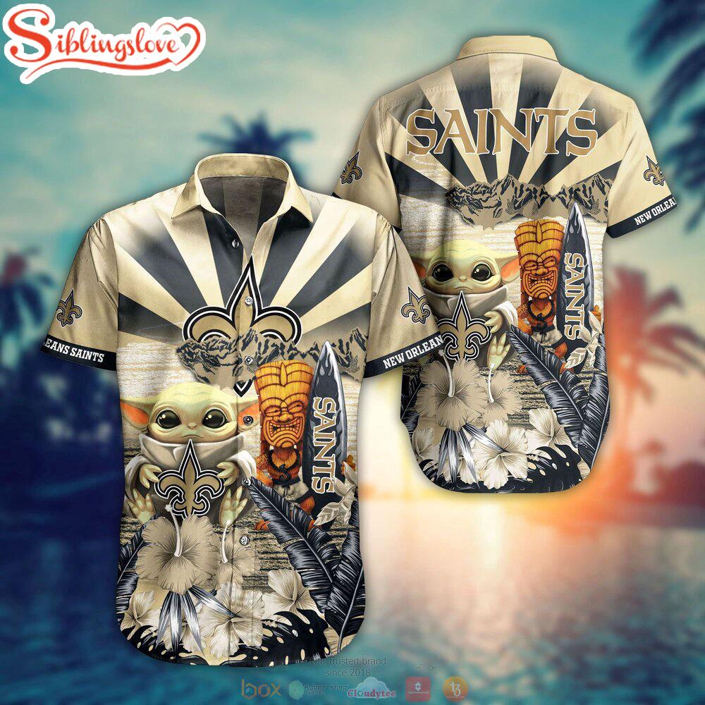 Baby Yoda New Orleans Saints NFL Hawaiian Shirt 1 Baby Yoda New Orleans Saints NFL Hawaiian Shirt