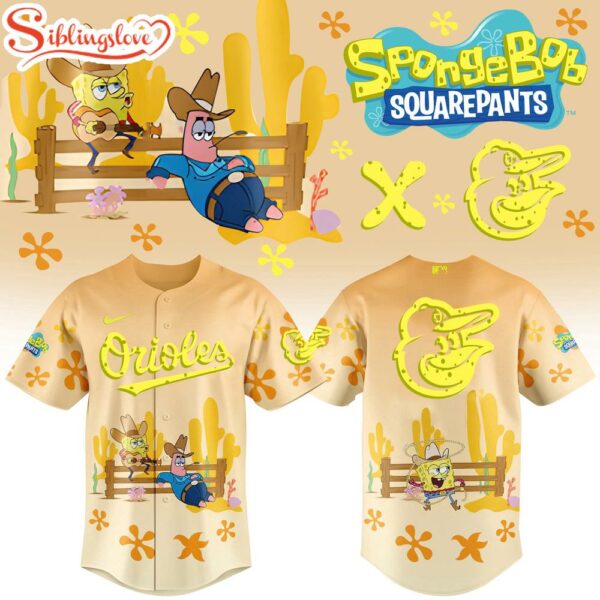 Baltimore Orioles MLB x Spongebob Squarepants Cartoon Baseball Jersey Shirt