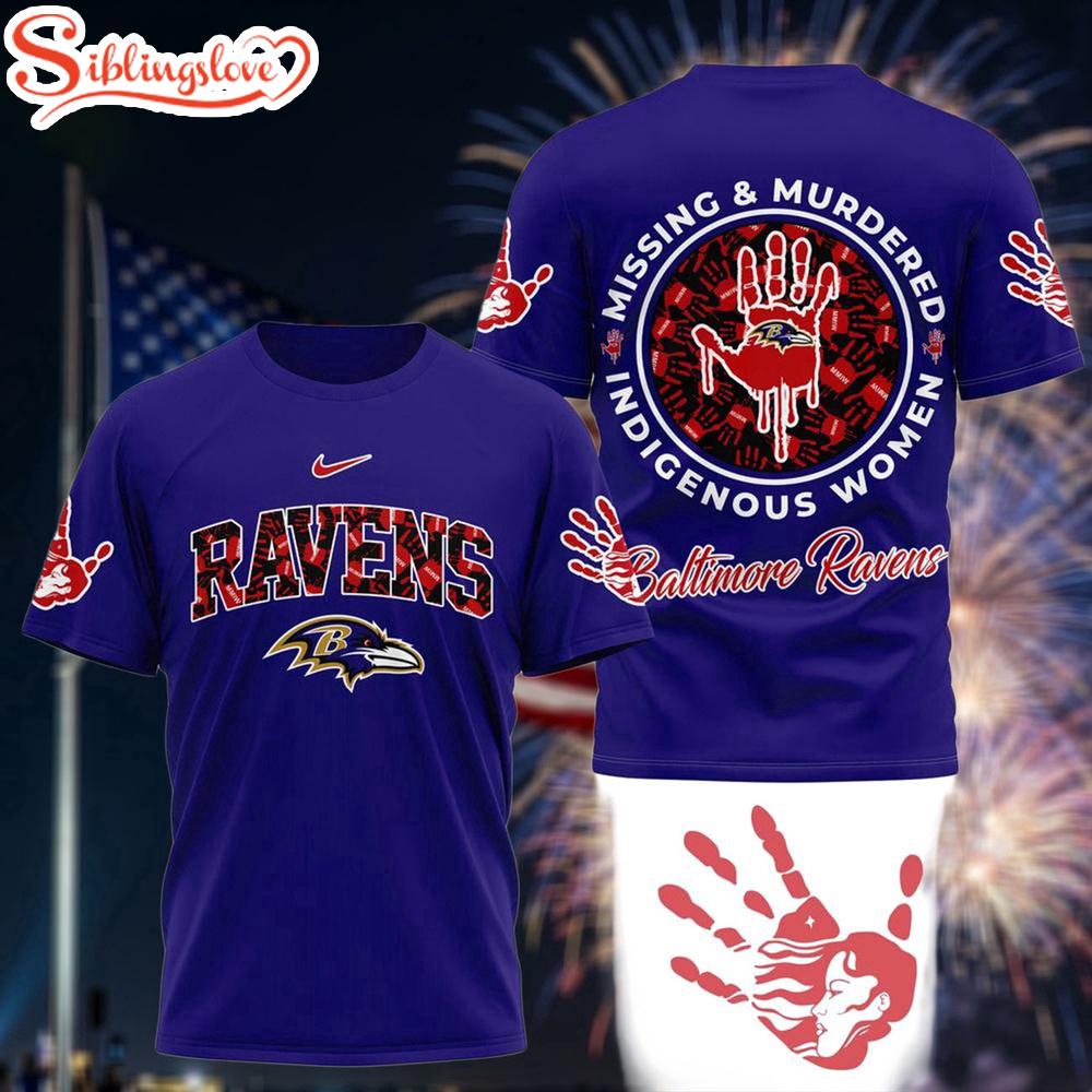 Baltimore Ravens Missing & Murdered Indigenous Women Awareness 3D T-Shirt 1 Baltimore Ravens Missing & Murdered Indigenous Women Awareness 3D T-Shirt