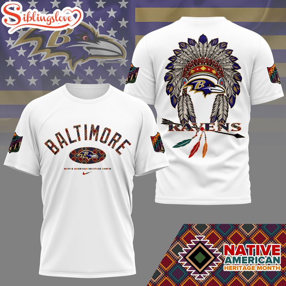 Baltimore Ravens Native American Heritage Month 3D T-Shirt 1 Baltimore Ravens Native American Heritage Month 3D T-Shirt