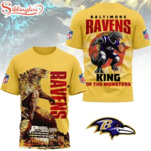 Baltimore Ravens NFL Godzilla King of the Monsters 3D Shirt