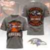 Baltimore Ravens NFL Harley Davidson For Life 3D T-Shirt
