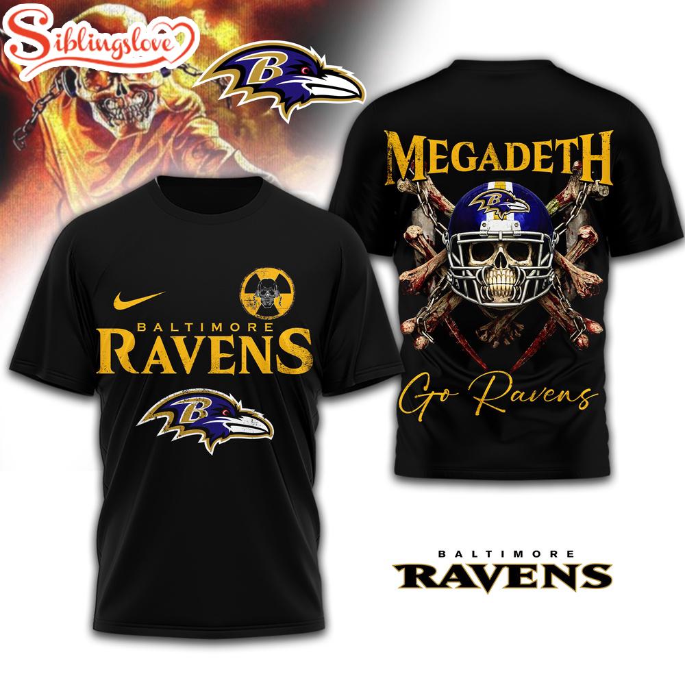Baltimore Ravens NFL Megadeth 3D T-Shirt 1 Baltimore Ravens NFL Megadeth 3D T-Shirt