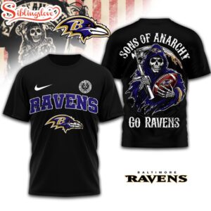 Baltimore Ravens NFL Sons of Anarchy 3D T-Shirt For Fans
