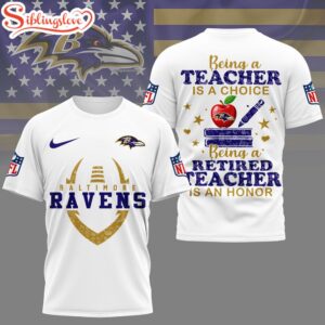 Baltimore Ravens NFL Teacher Honor 3D T-Shirt