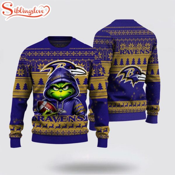 Baltimore Ravens The Grinch Ugly Christmas Sweater