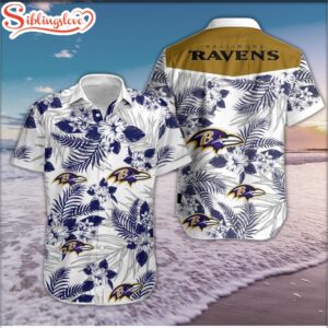 BALTIMORE RAVENS TROPICAL FLOWER HAWAIIAN SHIRT FOR FANS