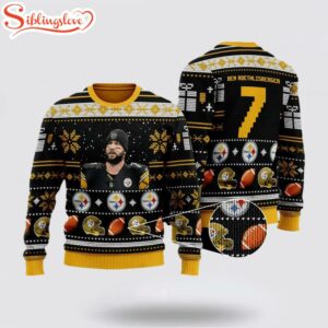 Ben Roethlisberger 7 Pittsburgh Steelers Ugly Christmas Sweater