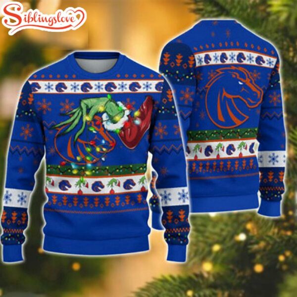 Boise State Broncos NCAA Grinch Stole Ugly Christmas Sweater