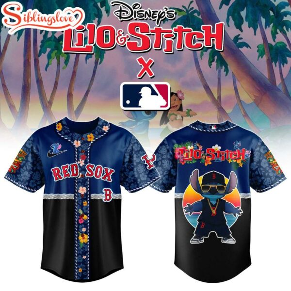 Boston Red Sox MLB x Lilo & Stitch Cute Baseball Jersey Shirt