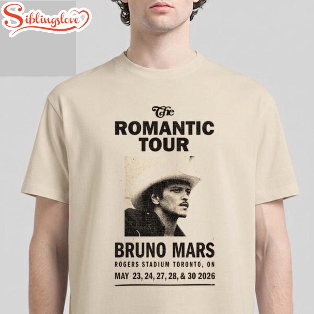 Bruno Mars The Romantic Tour 2026 Toronto Canada Unisex T-Shirt 1 Bruno Mars The Romantic Tour 2026 Toronto Canada Unisex T-Shirt