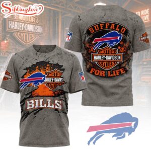 Buffalo Bills NFL Harley Davidson For Life 3D T-Shirt