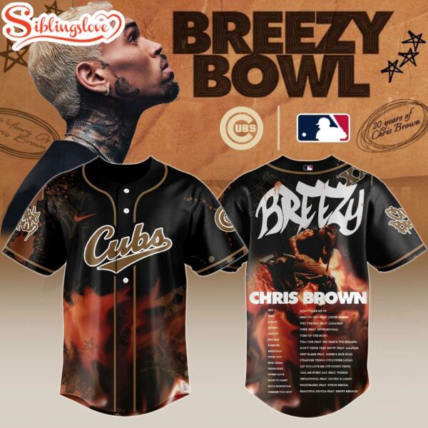 C Cubs X Chris Brown Breezy Bowl Xx Stadium World Tour 2025 Baseball Jersey Shirt