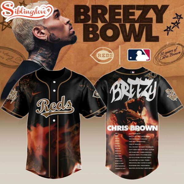C Reds X Chris Brown Breezy Bowl Xx Stadium World Tour 2025 Baseball Jersey Shirt