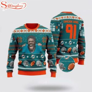 Cameron Wake 91 Miami Dolphins Ugly Christmas Sweater