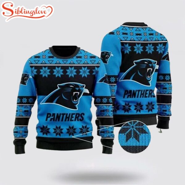 Carolina Panthers Wool Ugly Christmas Sweater