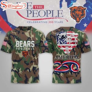 Chicago Bears NFL 250 Years of America Camo 3D T-Shirt