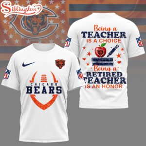 Chicago Bears NFL Teacher Honor 3D T-Shirt