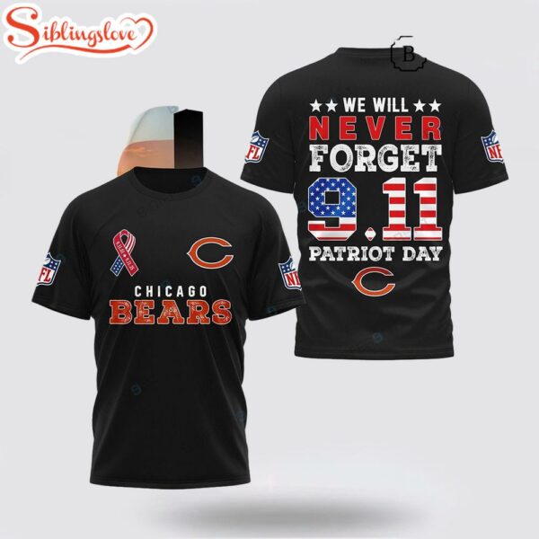 Chicago Bears NFL We Will Never Forget 9.11 Patriot Day All Over Print T-Shirt