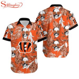 Cincinnati Bengals Coconut Leaves And Skulls Hawaiian Shirt