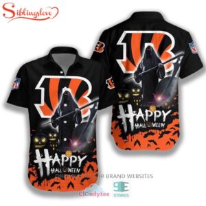 Cincinnati Bengals Halloween Grim Reaper Tropical Hawaiian Shirt