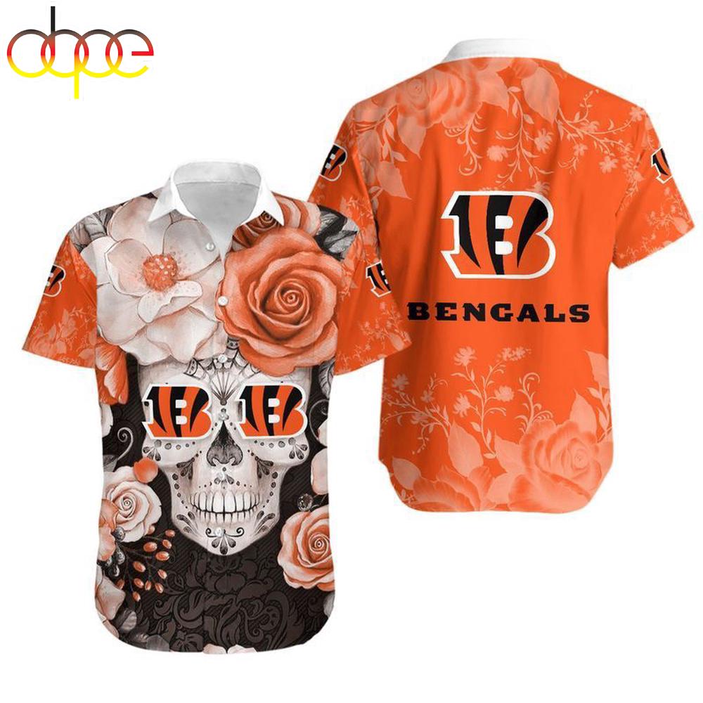 Cincinnati Bengals Skull NFL Hawaiian Shirt For Fans 1 Cincinnati Bengals Skull NFL Hawaiian Shirt For Fans