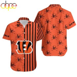 Cincinnati Bengals Stripes and Skull Hawaiian Shirt For Fans