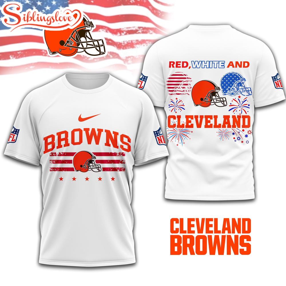 Cleveland Browns 4th Of July 3D T-Shirt For Fans 1 Cleveland Browns 4th Of July 3D T-Shirt For Fans