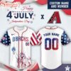 Custom Name And Number Arizona Diamondbacks MLB x 4th Of July Day Baseball Jersey Shirt