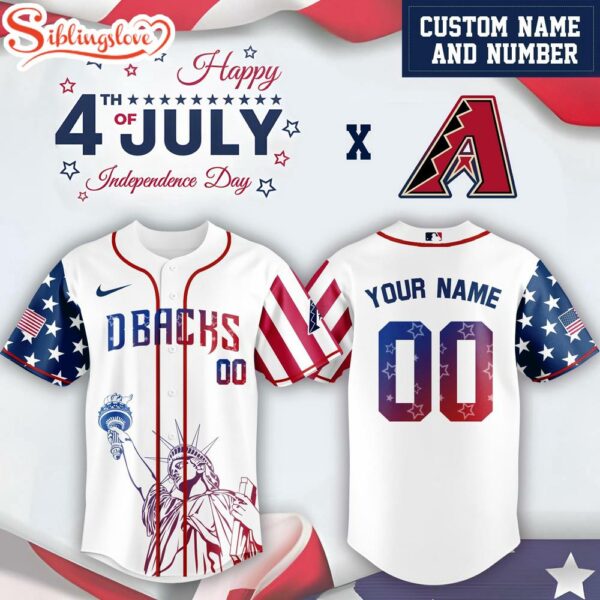 Custom Name And Number Arizona Diamondbacks MLB x 4th Of July Day Baseball Jersey Shirt