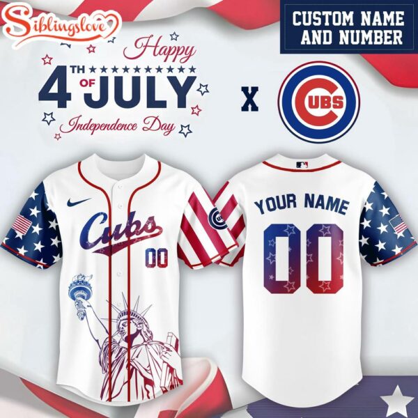 Custom Name And Number Chicago Cubs MLB x 4th Of July Day Baseball Jersey Shirt