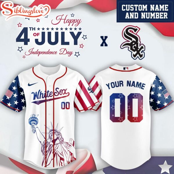 Custom Name And Number Chicago White Sox MLB x 4th Of July Day Baseball Jersey Shirt