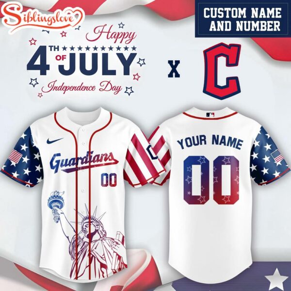 Custom Name And Number Cleveland Guardians MLB x 4th Of July Day Baseball Jersey Shirt