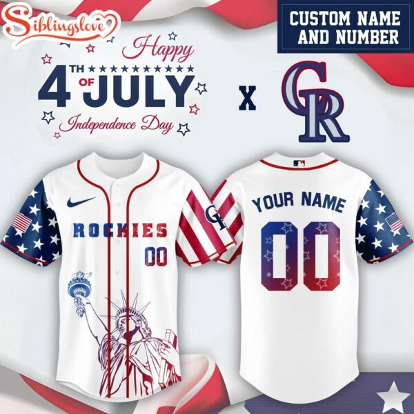 Custom Name And Number Colorado Rockies MLB x 4th Of July Day Baseball Jersey Shirt