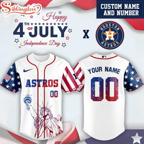 Custom Name And Number Houston Astros MLB x 4th Of July Day Baseball Jersey Shirt
