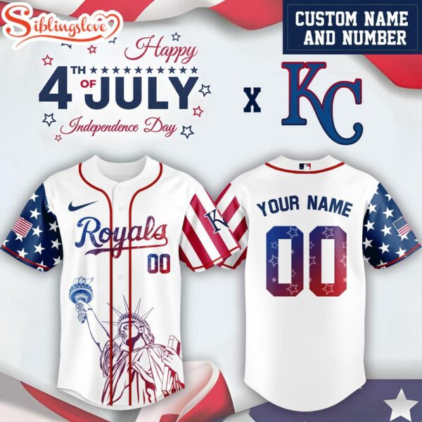 Custom Name And Number Kansas City Royals MLB x 4th Of July Day Baseball Jersey Shirt