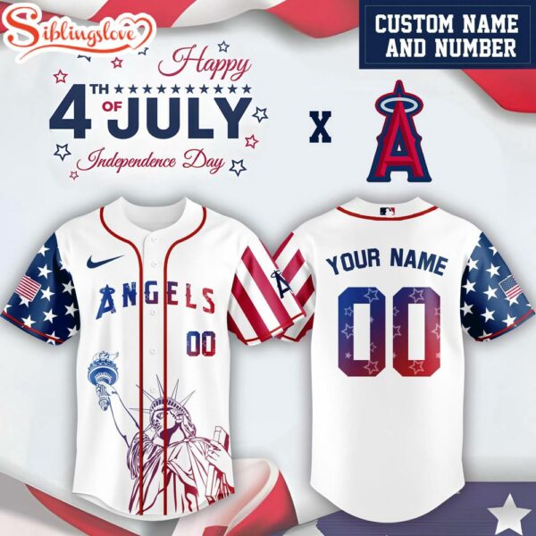 Custom Name And Number Los Angeles Angels MLB x 4th Of July Day Baseball Jersey Shirt