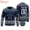 Custom Name And Number Nfl Dallas Cowboys Snow Ugly Christmas Sweater