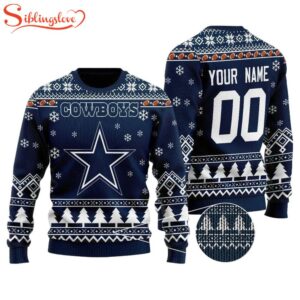 Custom Name And Number Nfl Dallas Cowboys Snow Ugly Christmas Sweater