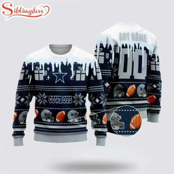 Custom Name And Number Nfl Dallas Cowboys Ugly Christmas Sweater